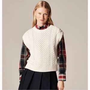 NWT J. Crew Cable-knit Shell Sweater Wool Blend Ivory